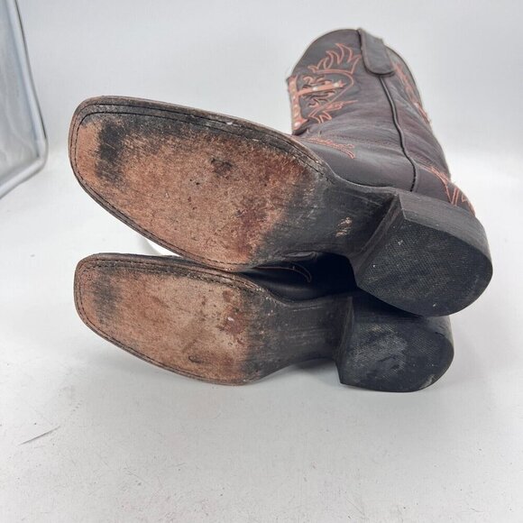 Cavenders Women Size 6.5C Dark Brown Spike Leather Pull On Western Cowboy Boot - Picture 8 of 16